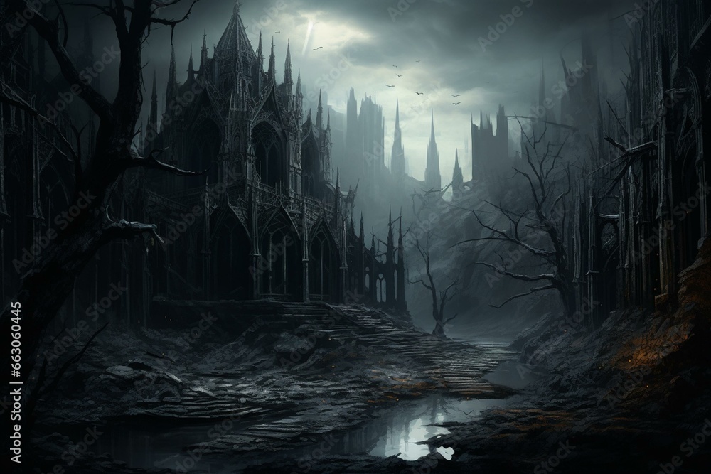 Gothic scenery. Generative AI