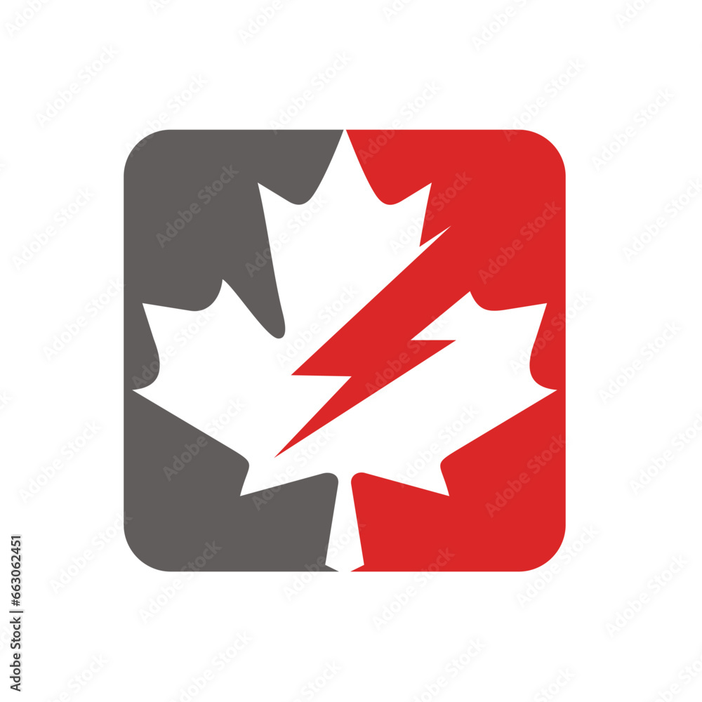 Maple leaf with electric symbol Maple leaf with electric symbol