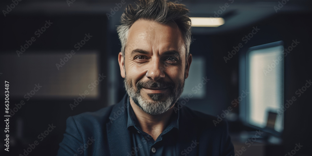 Portrait of Happy Handsome Man in business suit. Successful Businessman in Office Portrait of Happy Handsome Man in business suit. Successful Businessman in Office