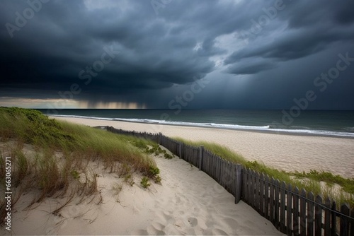 an approaching storm nears the shoreline. Generative AI