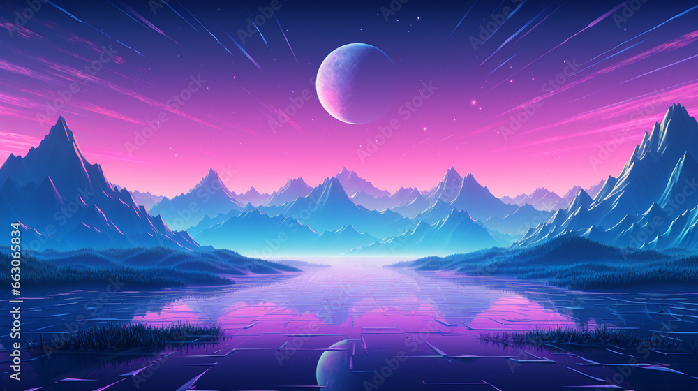 Dream World Synth Wave Wallpaper
