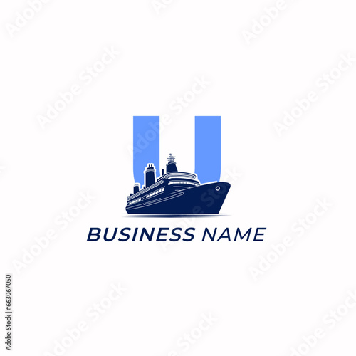 design logo combine letter U and ship