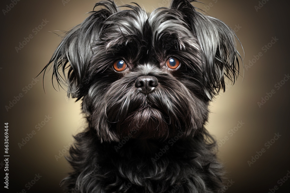 Affenpinscher doggy on gradient background. Ai generative art Affenpinscher doggy on gradient background. Ai generative art