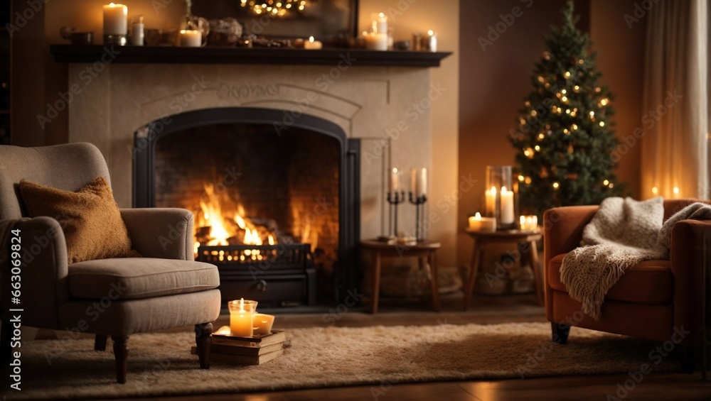 Fireplace with christmas decorations Fireplace with christmas decorations