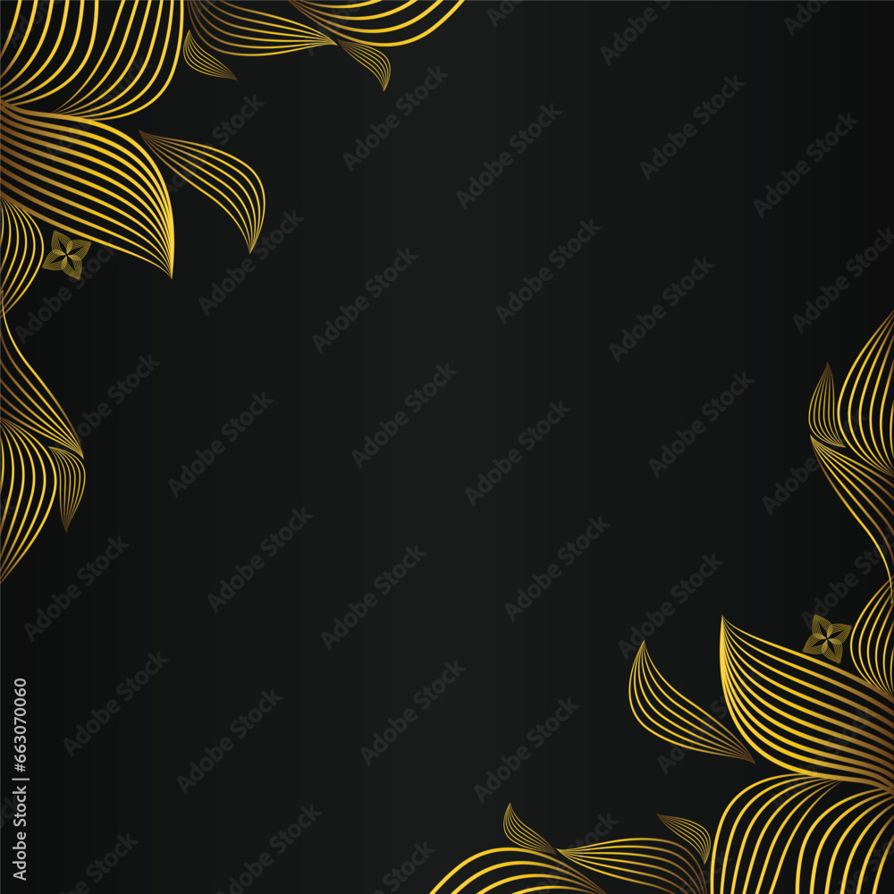 beautiful gold floral frame on black background design beautiful gold floral frame on black background design