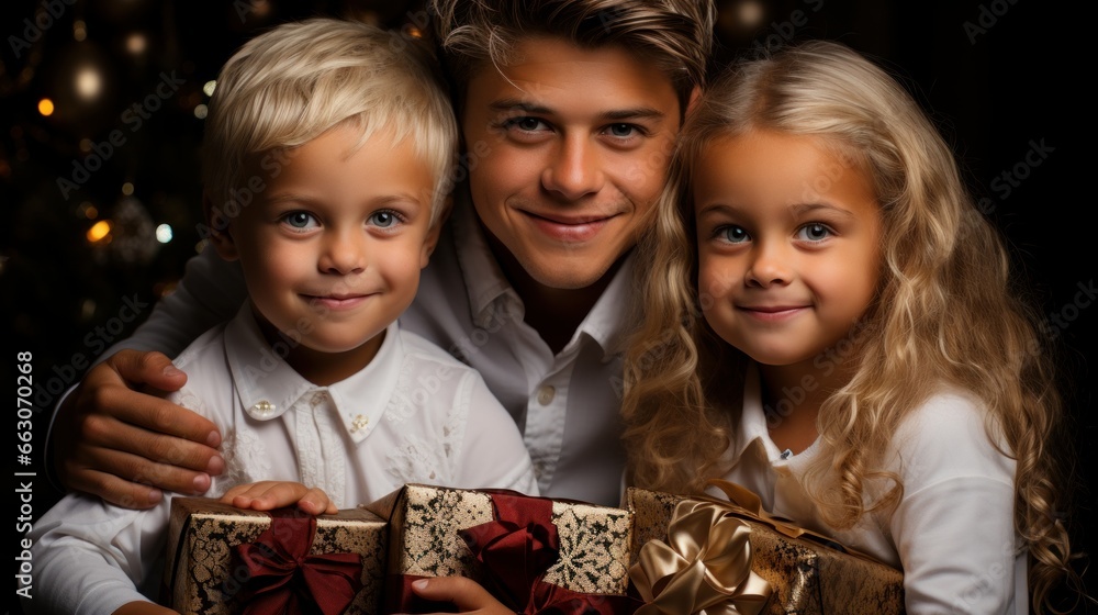 portrait of a smiling christmas family, copy space, christmas background and wallpaper portrait of a smiling christmas family, copy space, christmas background and wallpaper