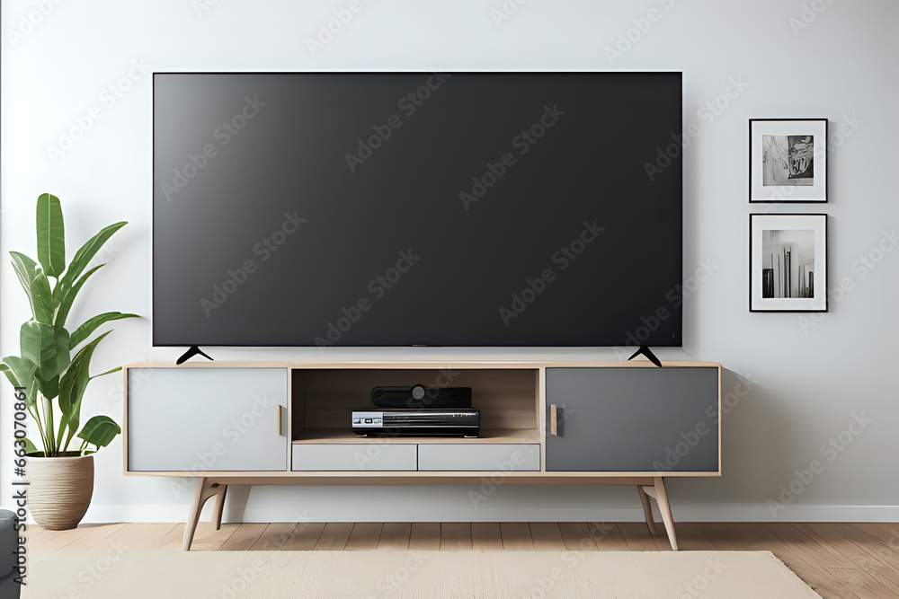 Mockup two tone color wall in living room decor with a tv cabinet. Mockup two tone color wall in living room decor with a tv cabinet.