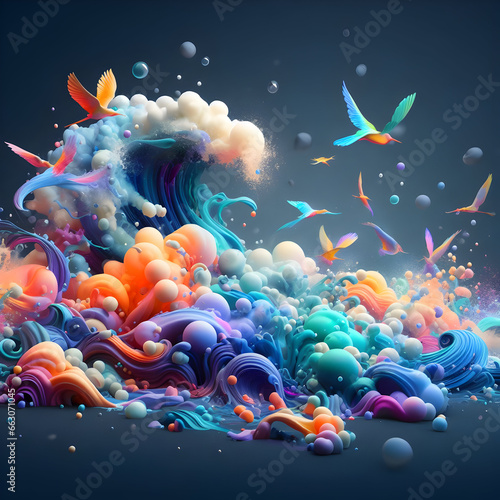 abstract background with colorsplashes photo