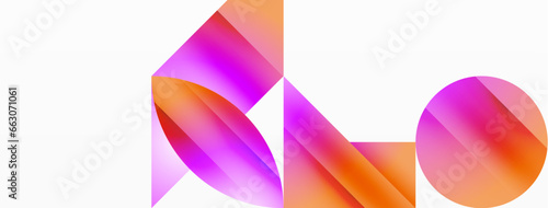 Serene gradient template. Circles and triangles mingle in minimalist perfection. Gentle fusion of forms and hues creates balanced yet captivating backdrop, embodying modern sophistication