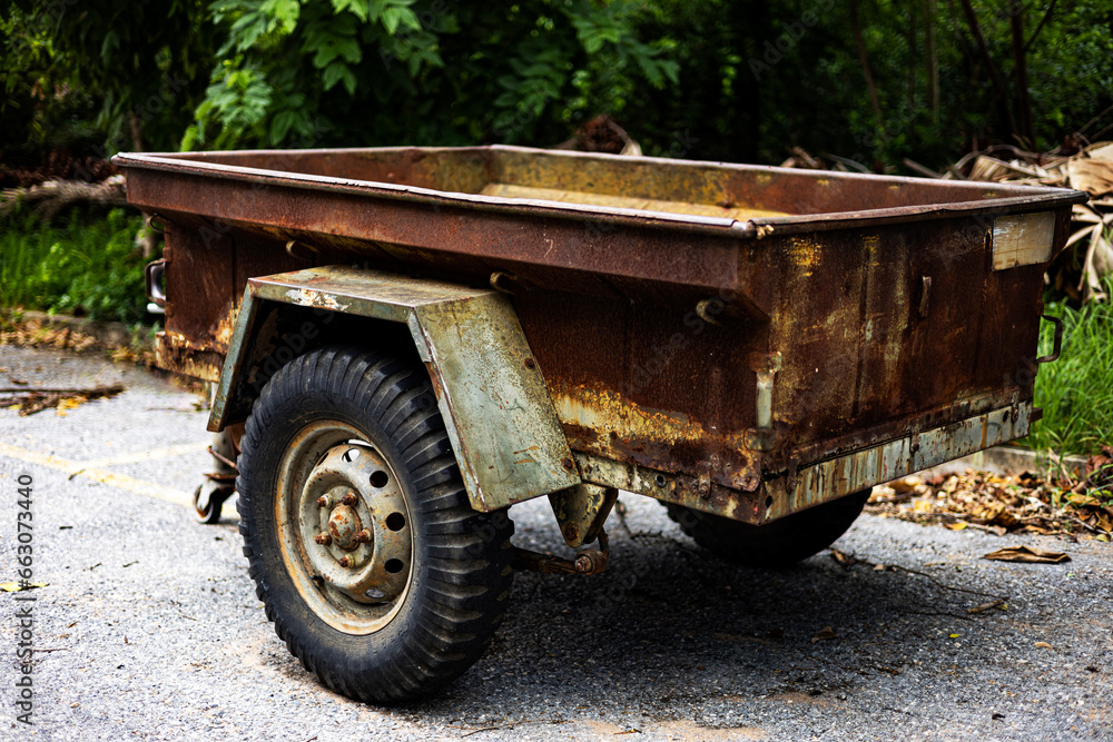 Old Abandoned Rusty Tractor Trailer.