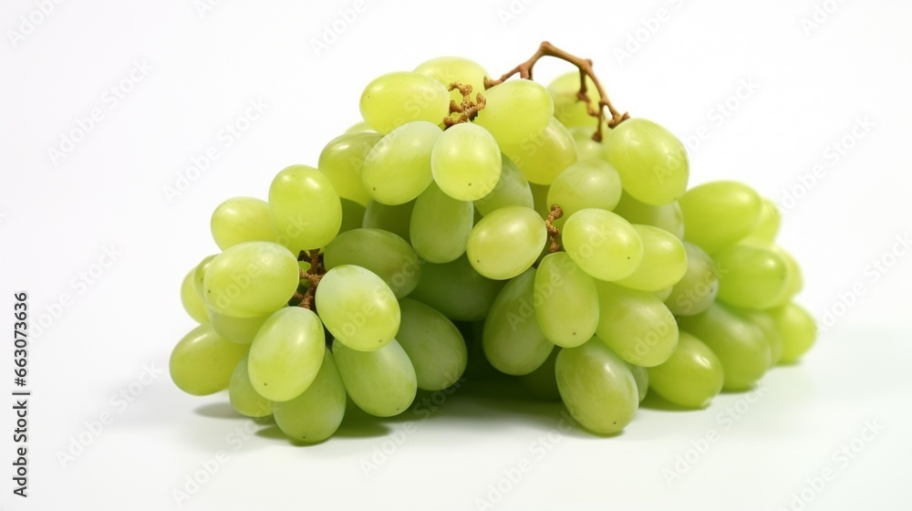 Bunch of green grapes white background.Generative AI