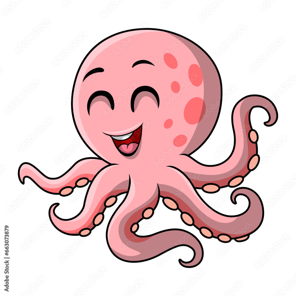 Cute octopus cartoon on white background Cute octopus cartoon on white background