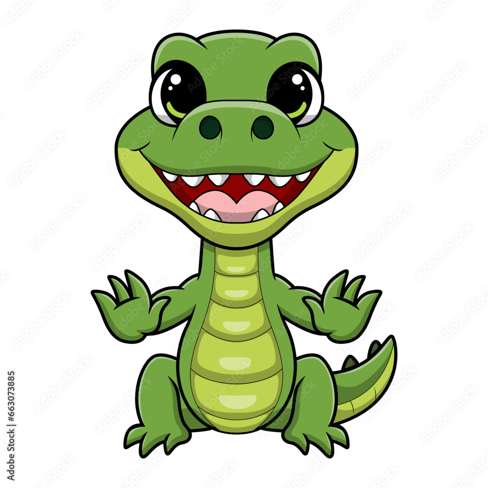 Fototapeta premium Cute crocodile cartoon on white background