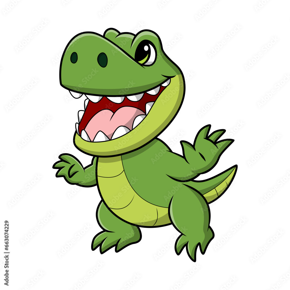 Fototapeta premium Cute crocodile cartoon on white background