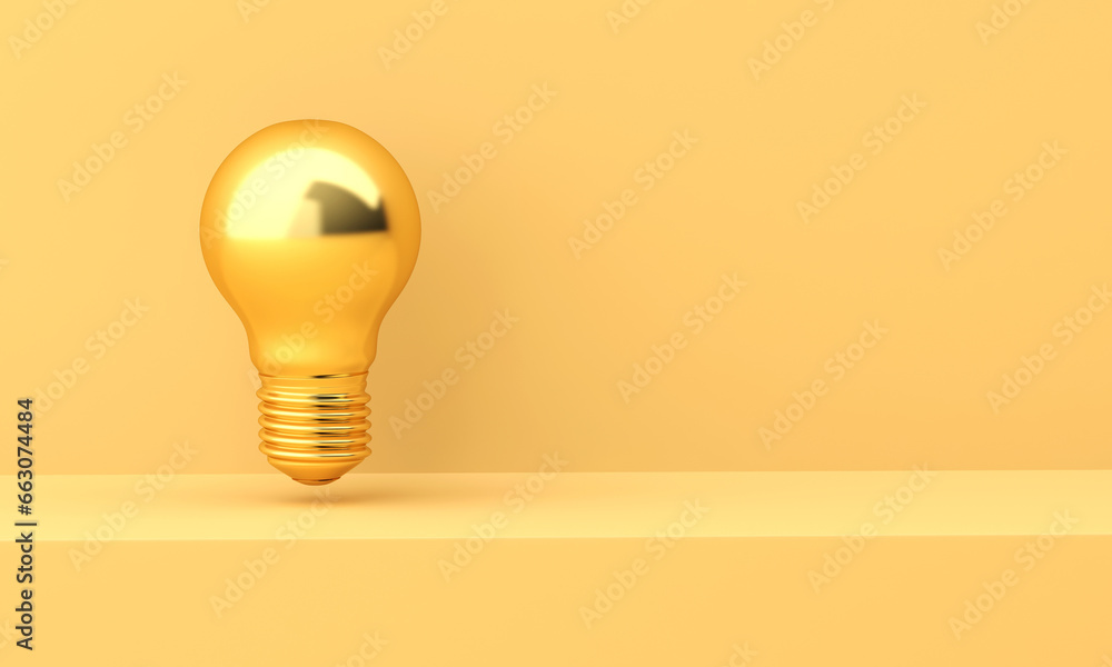 3d illustration of gold bulb on yellow background. 3d illustration of gold bulb on yellow background.