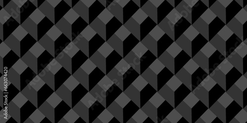 Abstract geometric black block cube structure mosaic and tile square background. Seamless geometric pattern abstract background. abstract cubes geometric dark black color backdrop hexagon technology.