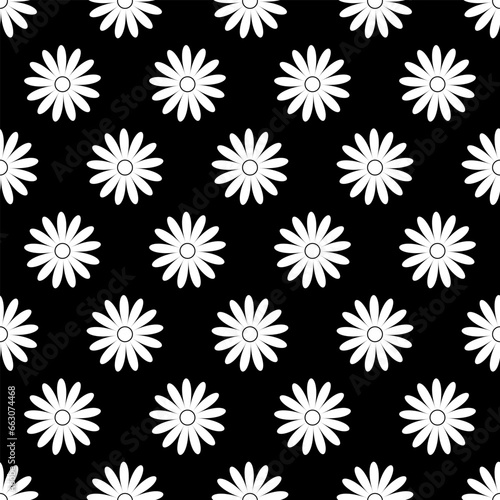 silhouatte daisy flower siamless pattern
