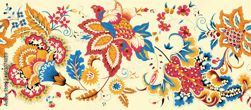 Seamless pattern with floral ornament imitating medieval ceramic tiles in Turkish style. Traditional Arabic ornament seamless.