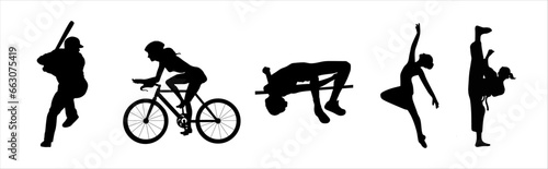 Fototapeta Naklejka Na Ścianę i Meble -  Sports silhouette illustration. Set of sports silhouette