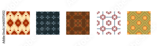 Batik Traditional Pattern. Set of batik traditional pattern illustration. Indonesia batik pattern. Batik Indonesia  photo