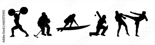 Sports silhouette illustration. Set of sports silhouette