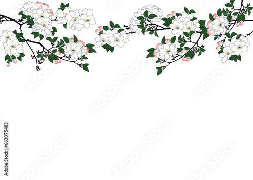 浮世絵　隅田川水神森真崎風の桜イラスト※Affinity Designer作成svgファイル	