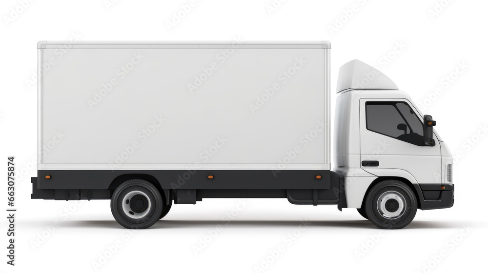 White delivery truck with blank space on back for custom text