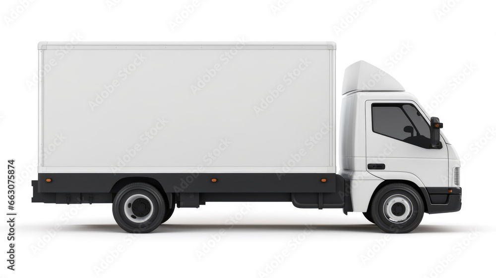 White delivery truck with blank space on back for custom text White delivery truck with blank space on back for custom text