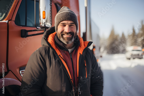 Winter Truckin' - Smiling Portrait of a Middle-Aged Caucasian Truck Driver