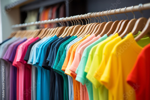 A selection of relaxed, colorful T-shirts. We obtain and sell top-selling items by analyzing consumer purchases. A concept for sales, storefronts, and marketing.