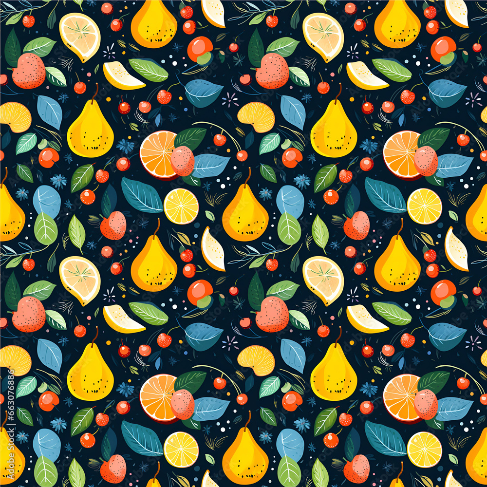 Seamless of Hand drawn, water color, dark background, abstract artistic cute fruits, berry, pattern, Collage playful contemporary print. Fashionable template for design Seamless of Hand drawn, water color, dark background, abstract artistic cute fruits, berry, pattern, Collage playful contemporary print. Fashionable template for design