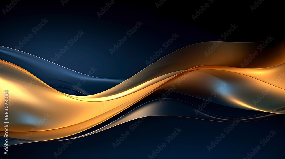 Fototapeta premium Gold and navy blue waves abstract.