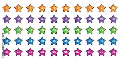 numbers one through fifty with colorful bubbles	