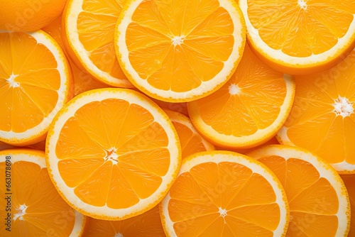 Photographie Orange fruit slices citrus arrangement full frame background.