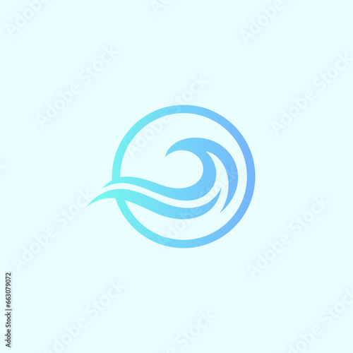 blue wave logo design. Vector illustration of blue wave with a circle. modern logo design vector icon template