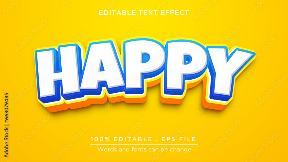 Yellow editable text effect. Happy text style template Yellow editable text effect. Happy text style template