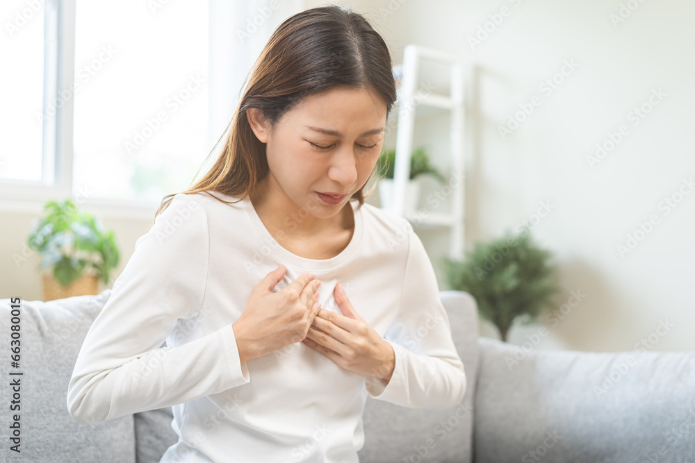 Acid reflux disease, suffer asian young woman have symptom