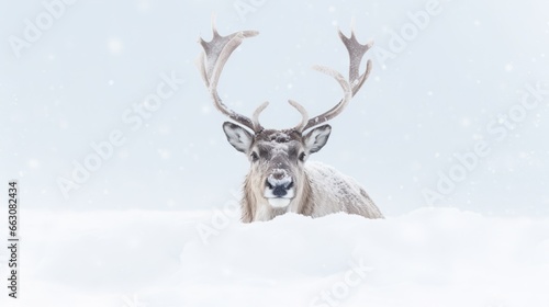 Snowy Serenity: Close-up of a Christmas Elk Amidst the Winter Wonderland © danter