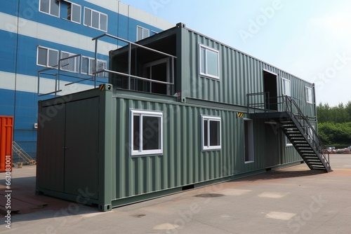 Residential container used for exhibition purposes in emergency housing. Generative AI