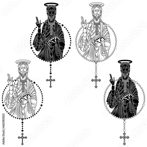 Santiago apostle with catholic rosary