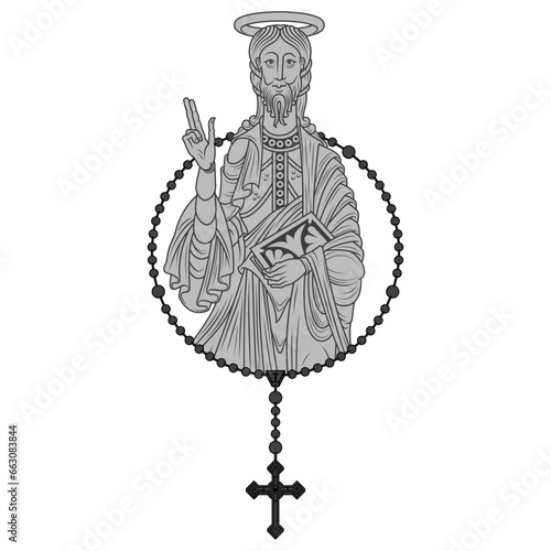 Santiago apostle with catholic rosary