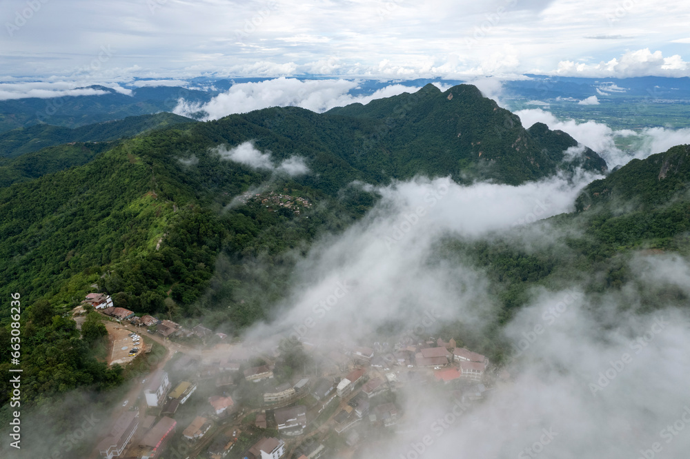 Top view Landscape of Morning Mist with Mountain Top view Landscape of Morning Mist with Mountain