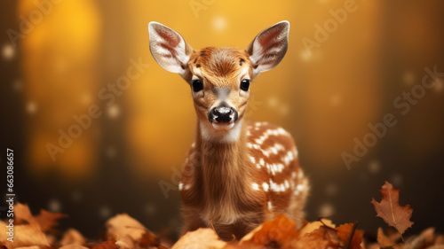 Portrait of baby deer in autumn