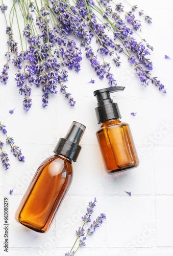 Lavender spa. Lavender  natural essential oil and fresh lavender