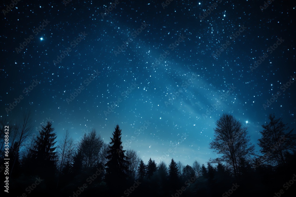 Starry sky at night above the mountain range - obrazy, fototapety, plakaty 