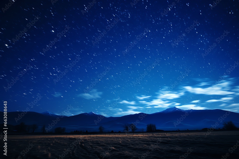 Fototapeta premium Starry sky at night above the mountain range
