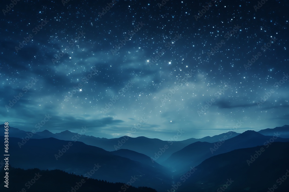 Fototapeta premium Starry sky at night above the mountain range