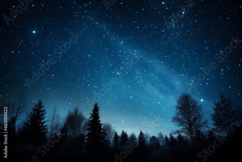 Starry sky at night above the mountain range photo