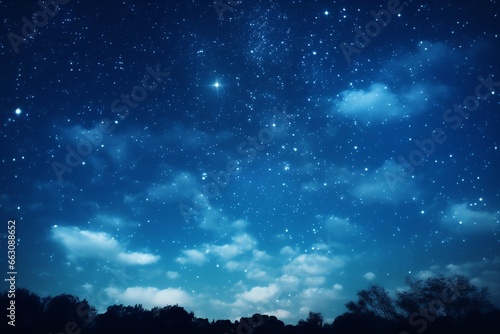 Starry sky at night above the mountain range © fledermausstudio