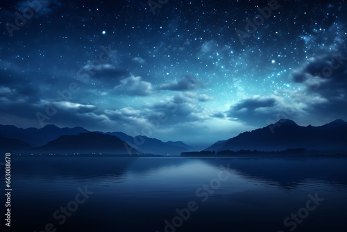 Starry sky at night above the mountain range